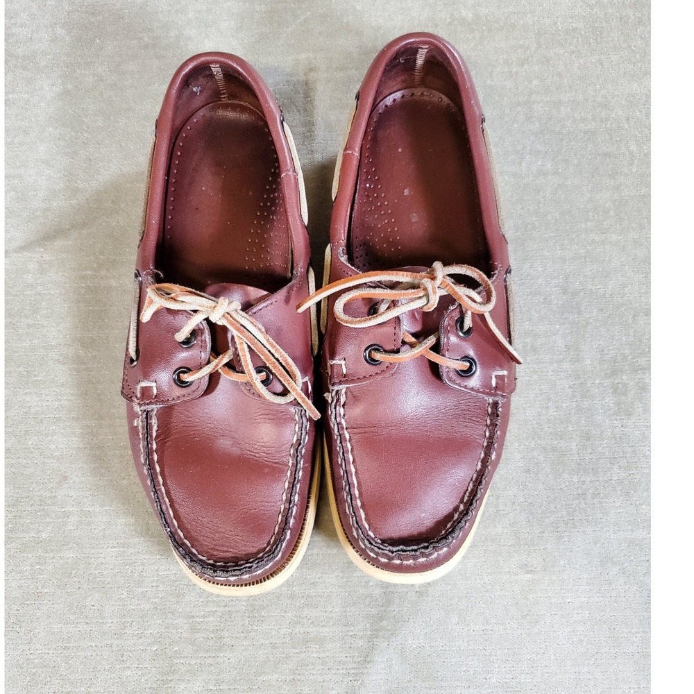 Sebago Vintage Docksides Womens 7.5 M Burgundy Brown Leather Boat Shoes 67-580